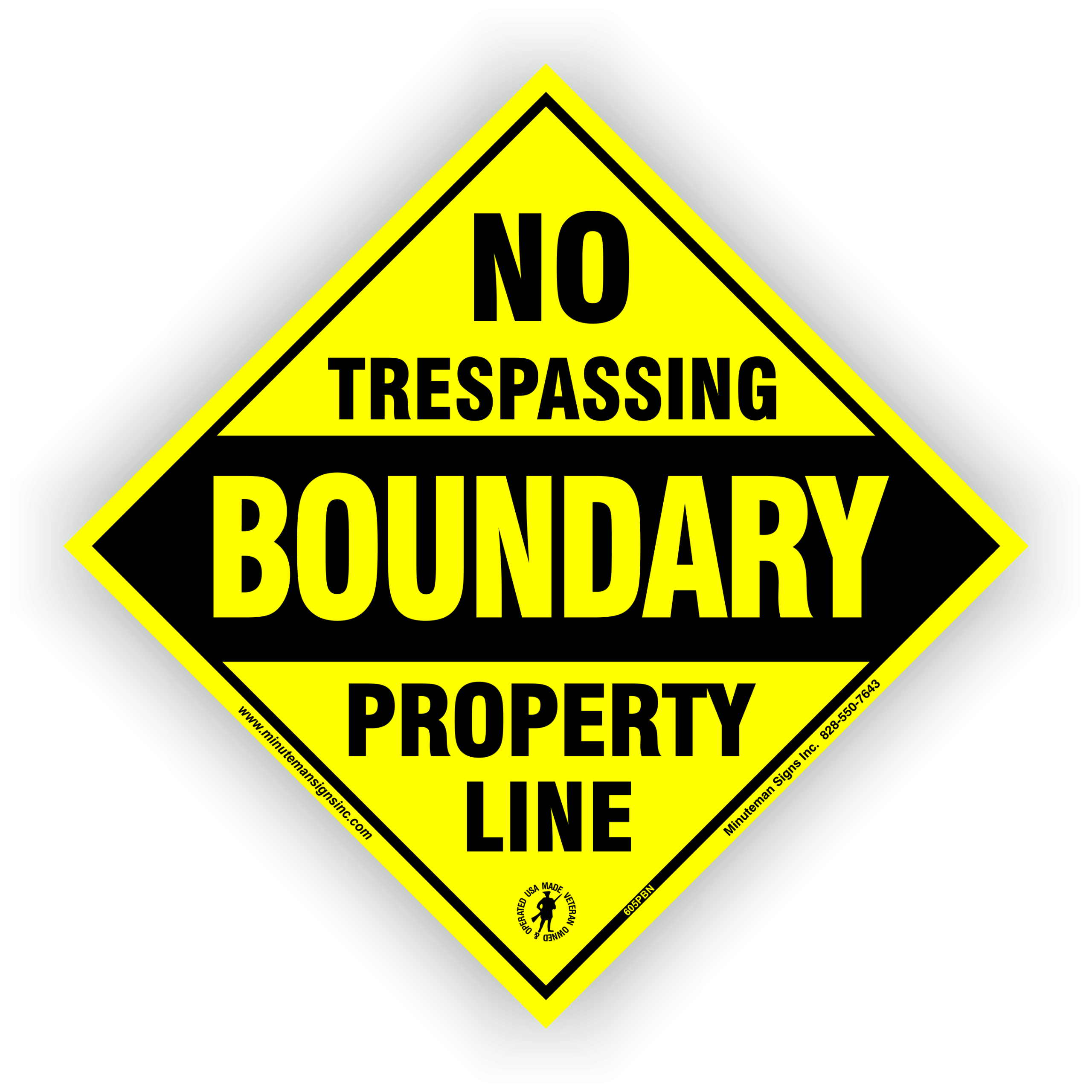 605PBN-1.png Small Diamond Boundary Marker No Trespassing Posted Property Line Sign - Image 1