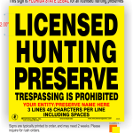 Licensed Hunting Preserve sign for the state of florida