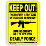 Yellow Aluminum Private Property Protected by Second Amendment Sign