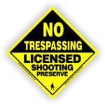 Small Diamond No Trespassing Licensed Shooting Preserve