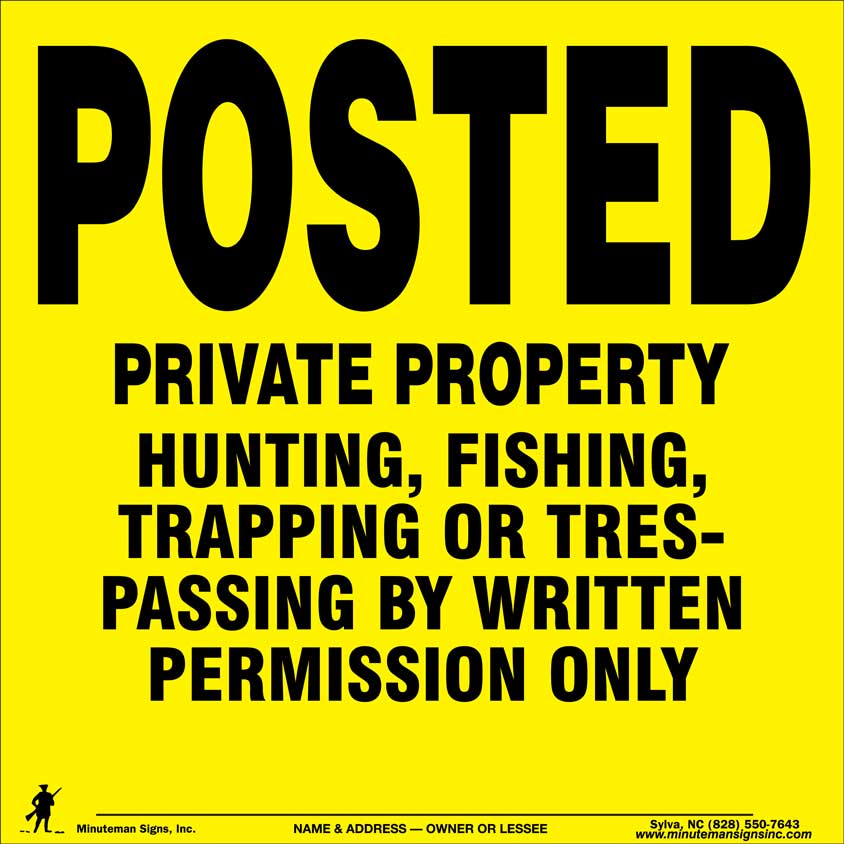 posted-written-permission-only (1) Yellow Semi Rigid POLY Posted Sign Written Permission Only - Image 1