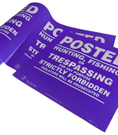 Posted purple trespassing signs